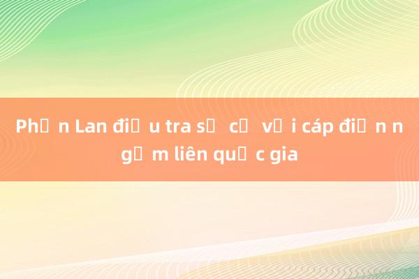 Phần Lan điều tra sự cố với cáp điện ngầm liên quốc gia