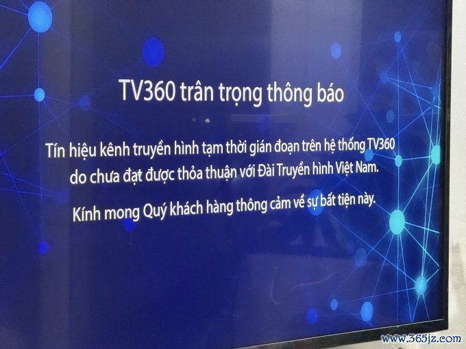 Thông báo của ứng dụng TV360 trên một TV ngày 19/1. Ảnh: Lưu Quý